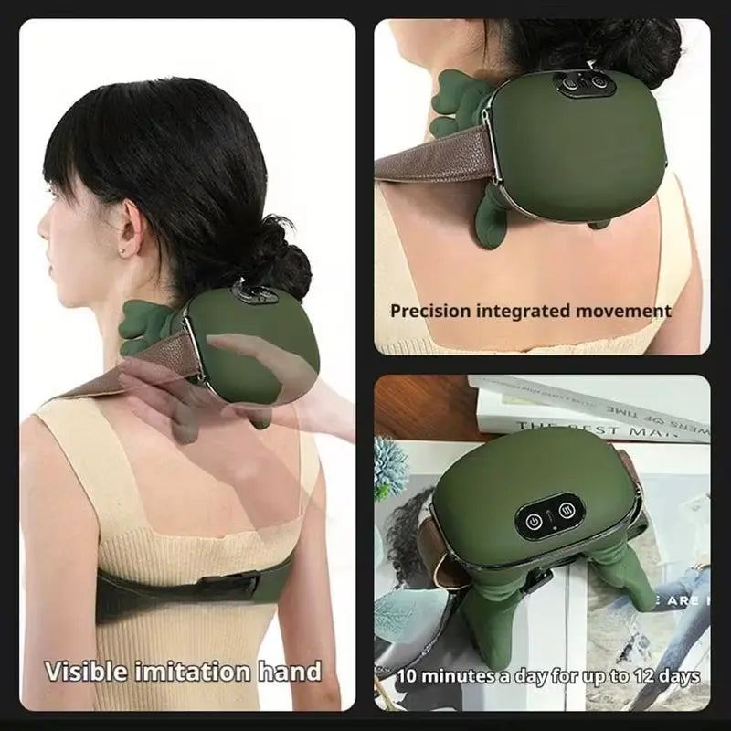 Portable Neck Shoulder Massager, Powerful Brushless Motor Electric Massage Tool, Deep Tissue Acupoint Kneading Massage with Built-In Massage Nodes, Multi-Purpose for Neck Shoulder Back Pain Relief, Ideal for Home Office Use