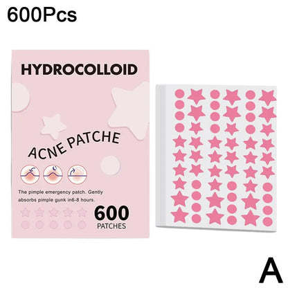 600 Counts Colorful Star Spot Acne/Pimple Patch for Face, Hydrocolloid Cute Star Shaped Acne Patch Invisible Zit Cover Stickers
