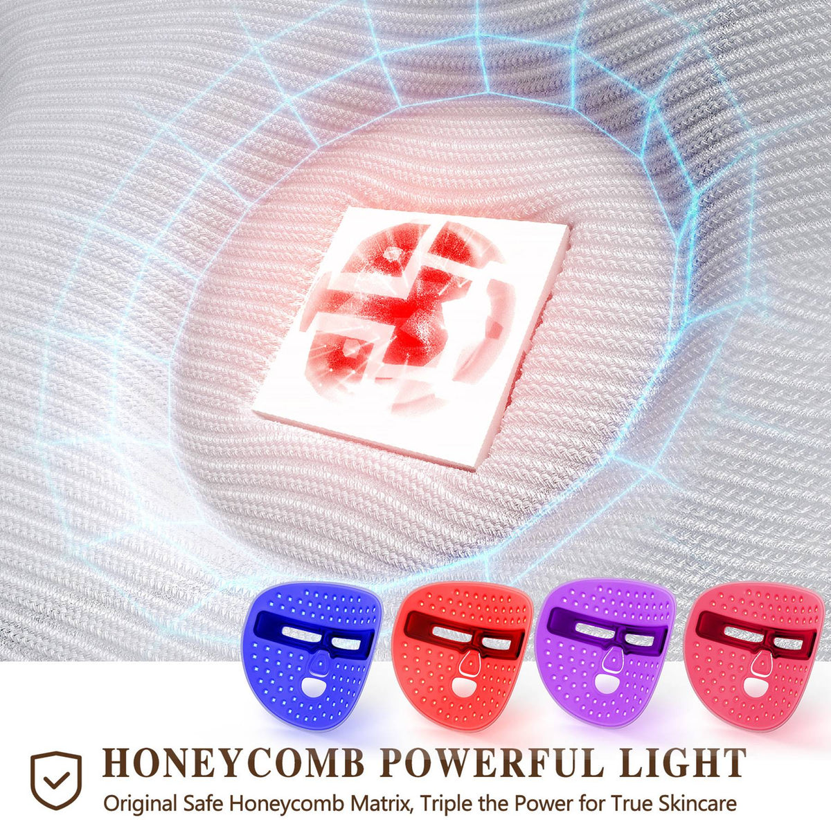 LumaGlow LED Light Therapy Mask honeycomb matrix light diffusion