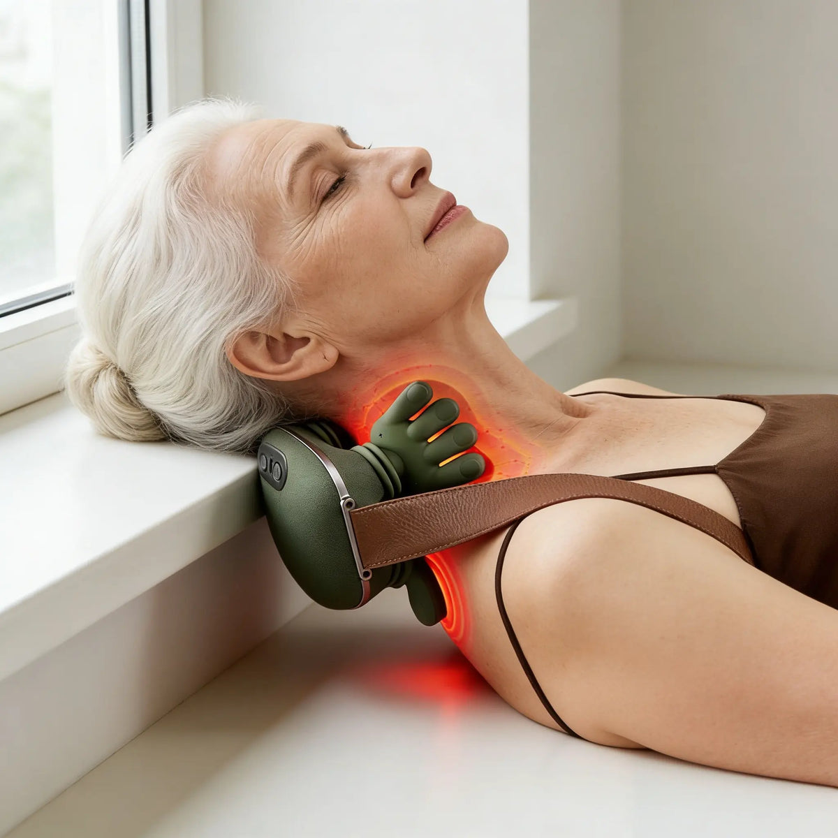 Portable Neck Shoulder Massager, Powerful Brushless Motor Electric Massage Tool, Deep Tissue Acupoint Kneading Massage with Built-In Massage Nodes, Multi-Purpose for Neck Shoulder Back Pain Relief, Ideal for Home Office Use