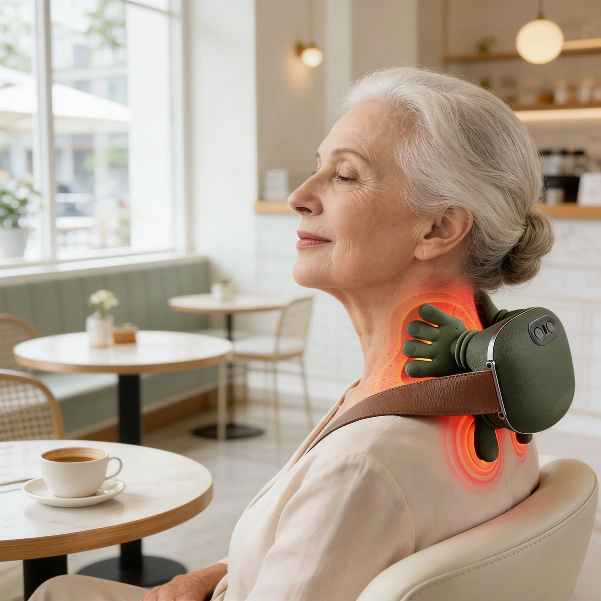 Portable Neck Shoulder Massager, Powerful Brushless Motor Electric Massage Tool, Deep Tissue Acupoint Kneading Massage with Built-In Massage Nodes, Multi-Purpose for Neck Shoulder Back Pain Relief, Ideal for Home Office Use