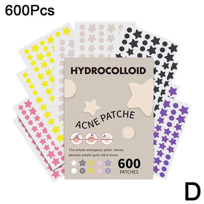600 Counts Colorful Star Spot Acne/Pimple Patch for Face, Hydrocolloid Cute Star Shaped Acne Patch Invisible Zit Cover Stickers
