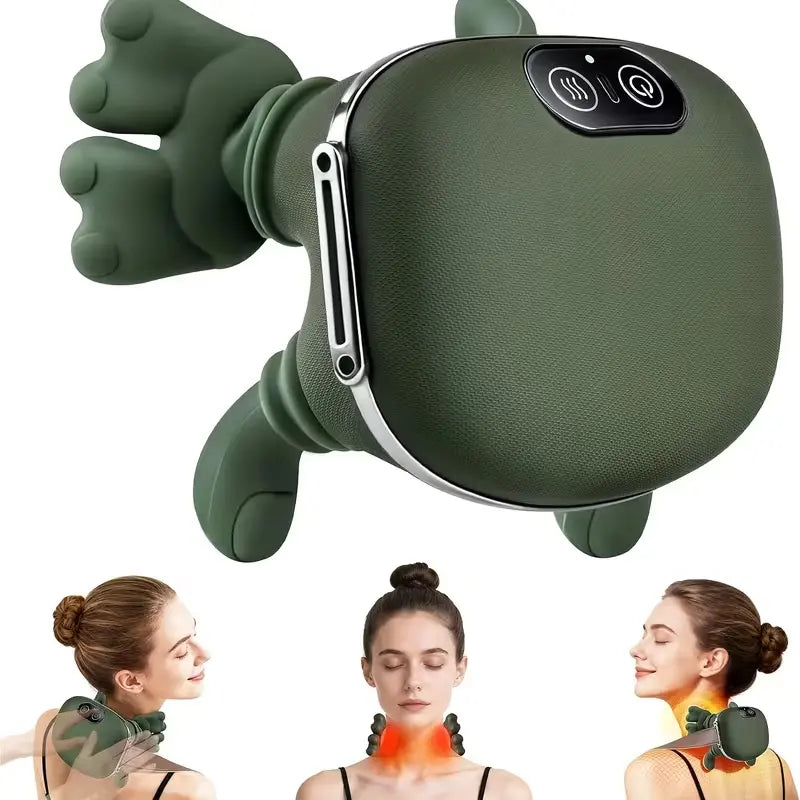 Portable Neck Shoulder Massager, Powerful Brushless Motor Electric Massage Tool, Deep Tissue Acupoint Kneading Massage with Built-In Massage Nodes, Multi-Purpose for Neck Shoulder Back Pain Relief, Ideal for Home Office Use