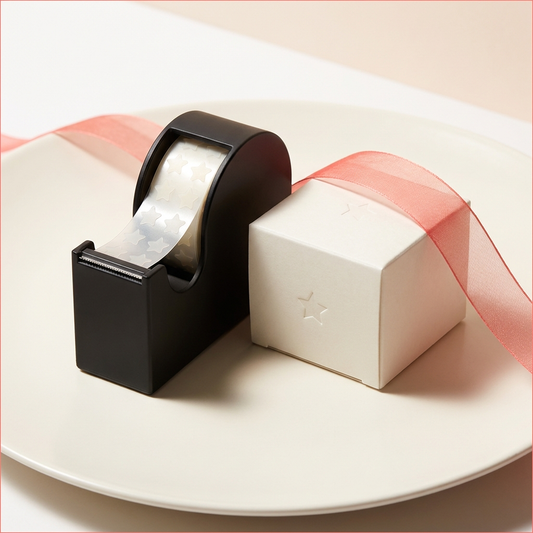 Blemish Duo Bundle - hydrocolloid tape roll and star pimple patches, coral-rose studio photography