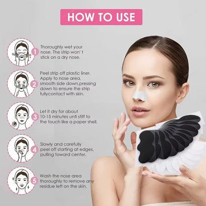 100PCS Premium Bamboo Charcoal Blackhead Removal Nose Pore Strips, Nasal Patch Exfoliating Beauty Deep Cleansing Nose Care Patch