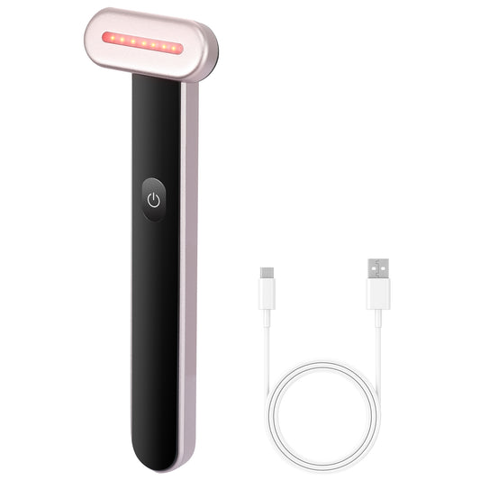 VEVOR Red Light Therapy Wand for Face, 7Color LED Facial Wand Red Light Therapy Device with Heatig Therapy Microcurrent Vibrating Massage, Portable LED Beauty Wand for Face, Neck