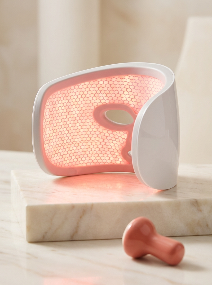 LumaGlow LED light therapy mask studio photo
