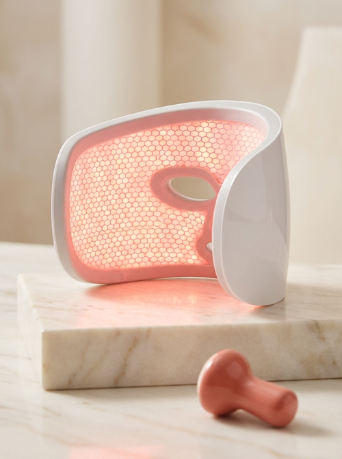 LumaGlow LED light therapy mask studio photo